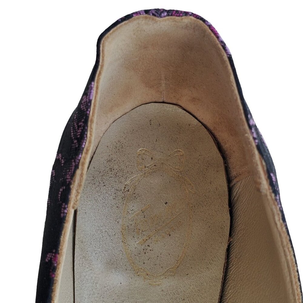 Authentic Pin Up Heels 6N, 1950s Spanish Handmade Silk Brocade Pumps, 6 - 6.5 N - Picture 9 of 11